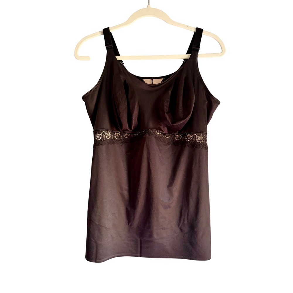 Ruby Ribbon Cami Lace Full Support Camisole Black Style 3024 Size 48 Womens